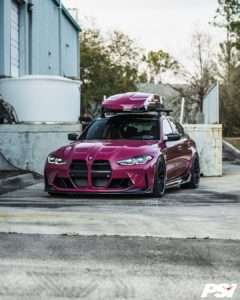 Precision Sport Industries Pink G80 M3 with CSF Heat Exchanger behind Vorsteiner Grilles