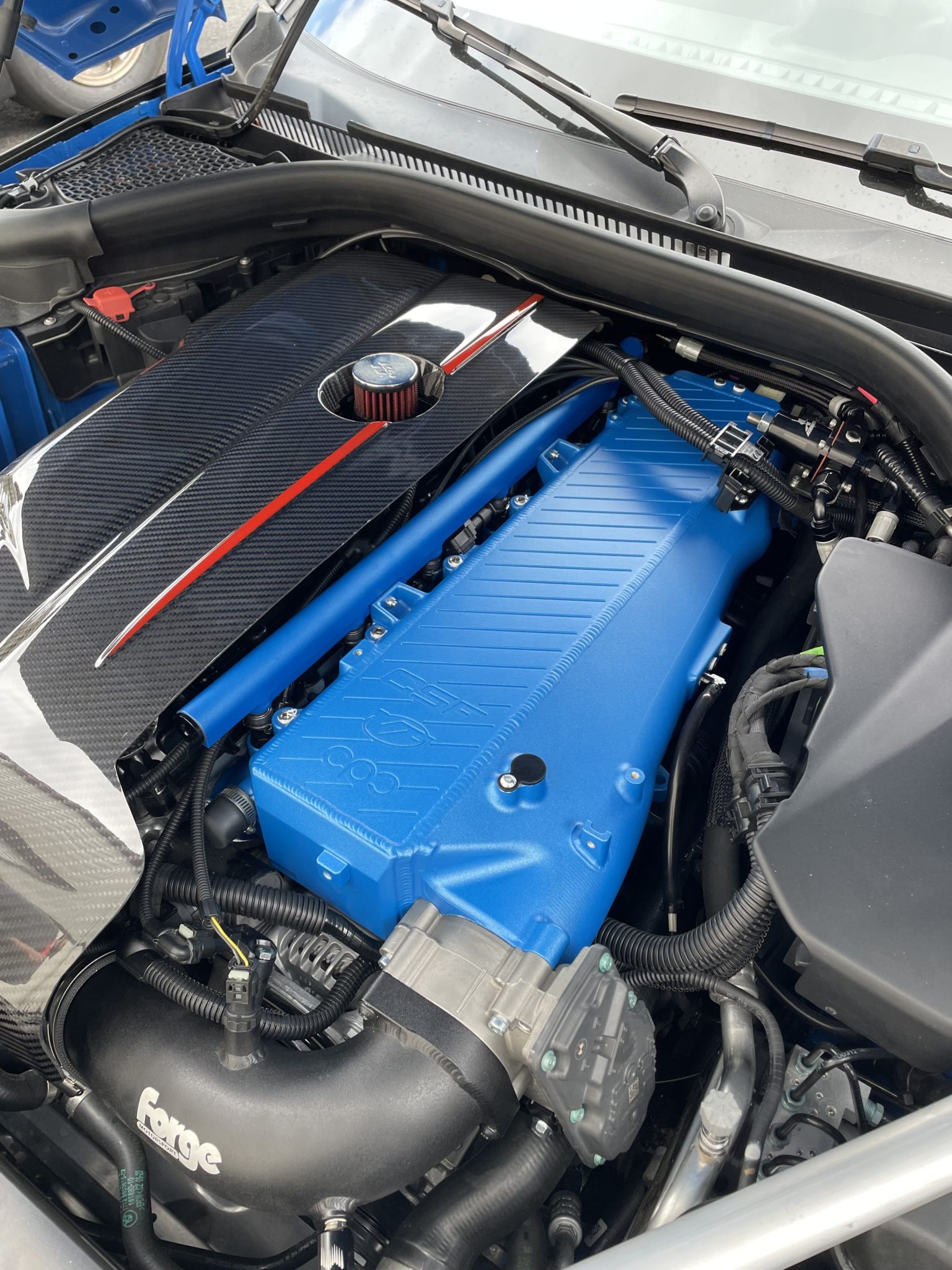 Titan Motorsports Blue Supra with CSF 8200 B58 Super Manifold in custom blue