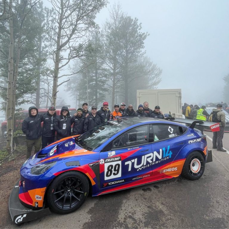 Evasive Turn 14 Tesla Model 3 at Pikes Peak Hill Climb 2022